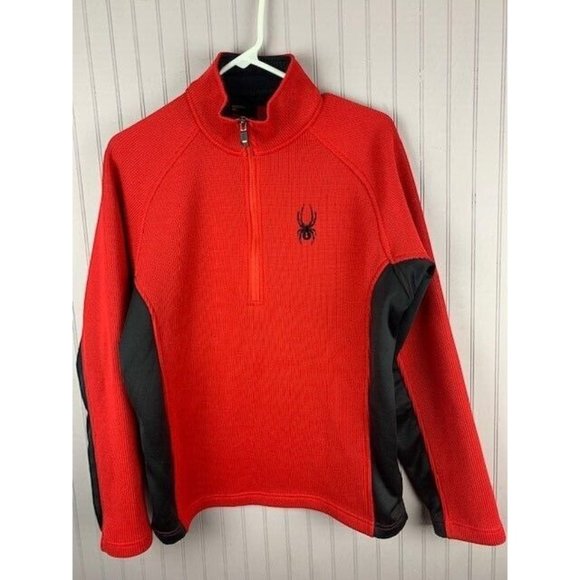 Spyder Size S Mens Sweater BlackRed !/4 Zip Front Stand Up Collar